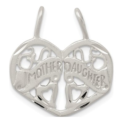 Sterling Silver Mother Daughter Heart Set Charm