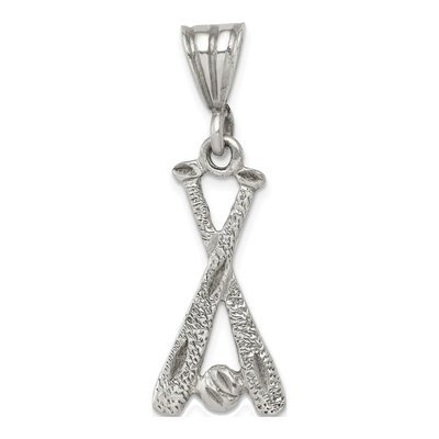 Sterling Silver Two Bats Ball Pendant