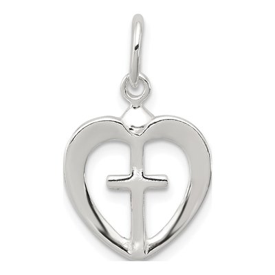 Sterling Silver Cross Heart Pendant