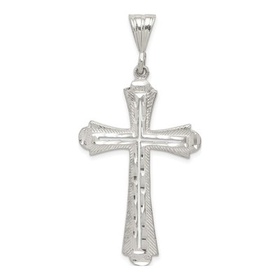Sterling Silver Diamond-Cut Cross Pendant