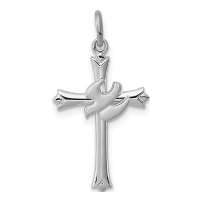 Sterling Silver Holy Spirit Cross Dove Charm