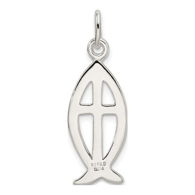 Sterling Silver Ichthus Fish Cross Charm – view 4