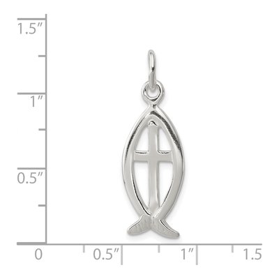 Sterling Silver Ichthus Fish Cross Charm – view 5