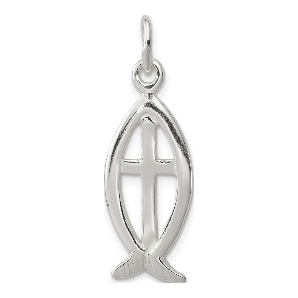 Sterling Silver Ichthus Fish Cross Charm