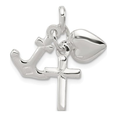 Sterling Silver Faith Hope Charity Pendant