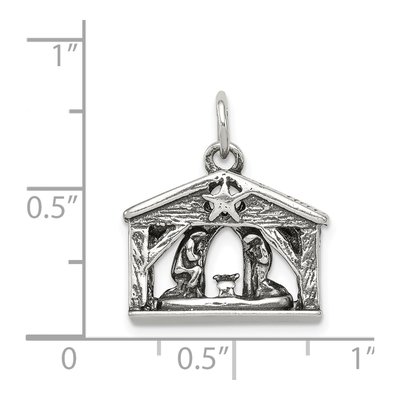Sterling Silver Antiqued Manger Charm – view 6