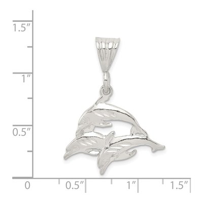 Sterling Silver Dolphin Trio Pendant – view 4