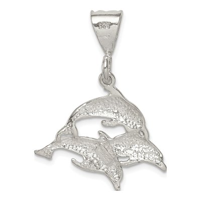 Sterling Silver Dolphin Trio Pendant – view 5