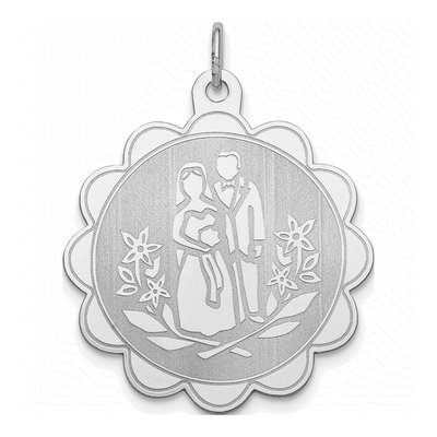 Sterling Silver Bride Groom Disc Charm