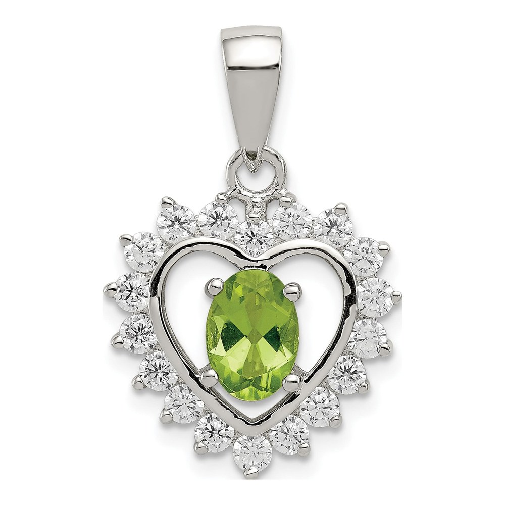 Sterling Silver Peridot & CZ Pendant