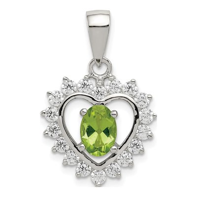Sterling Silver Peridot & CZ Pendant