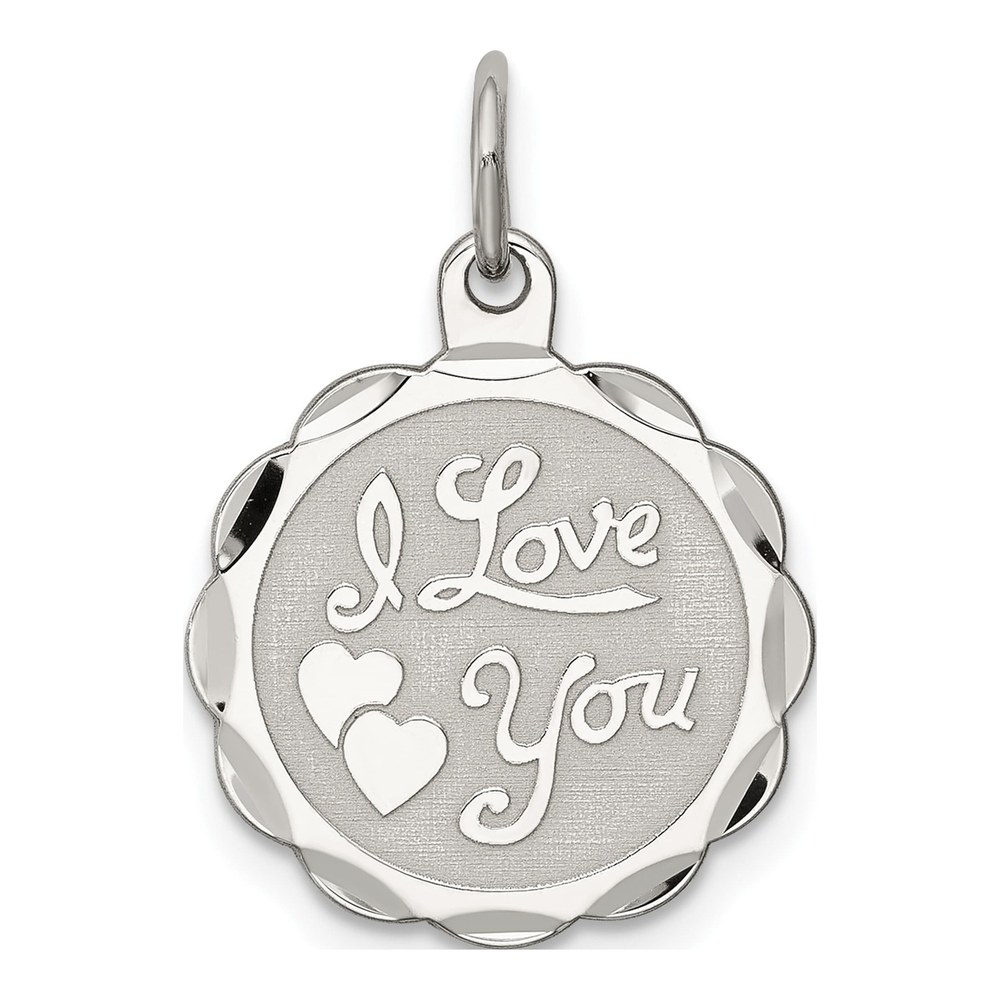 Sterling Silver I Love You Disc Pendant