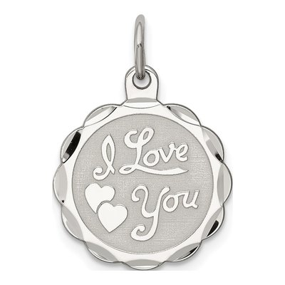 Sterling Silver I Love You Disc Pendant