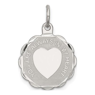 Sterling Silver 'always My Heart' Disc Charm