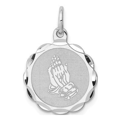 Sterling Silver Praying Hands Disc Charm