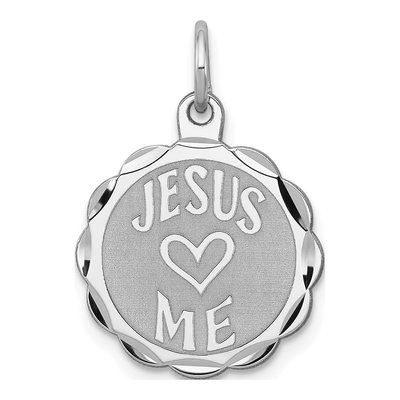 Sterling Silver Jesus Loves Me Disc Charm