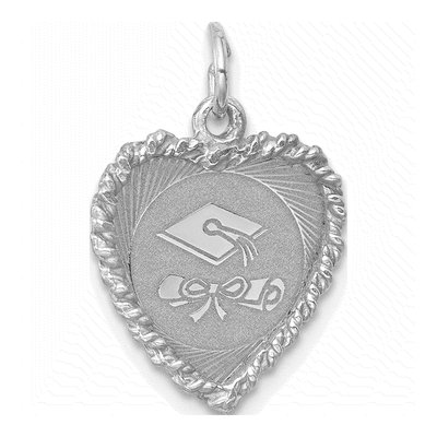 Sterling Silver Graduation Cap Diploma Disc Charm