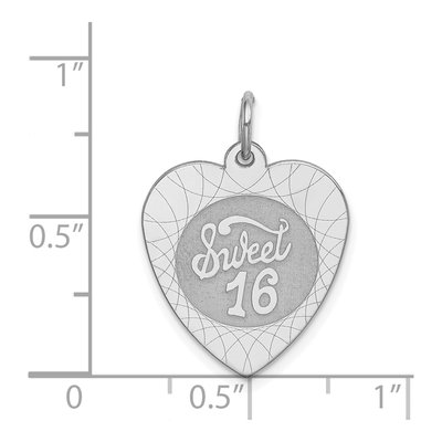 Sterling Silver Sweet16 Heart Disc Charm – view 5