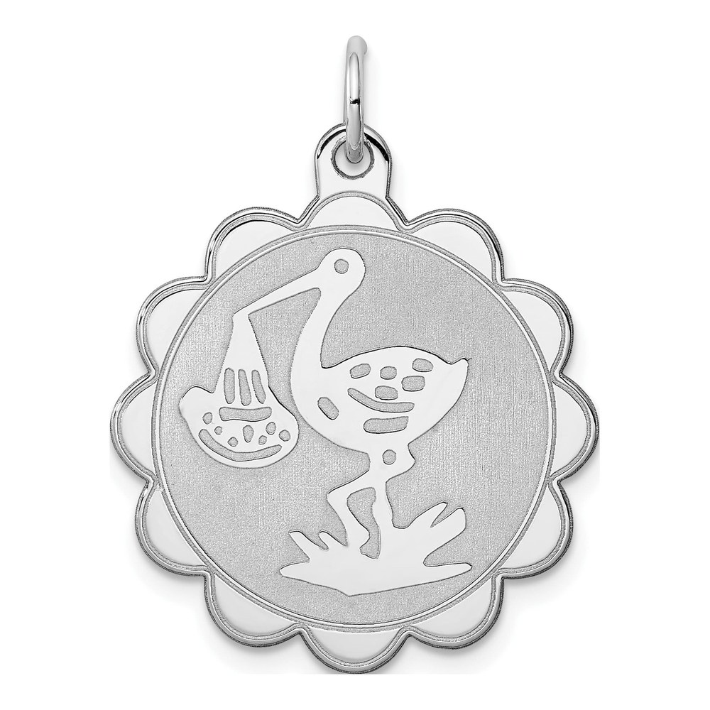 Sterling Silver Stork Disc Pendant