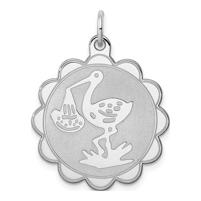 Sterling Silver Stork Disc Pendant
