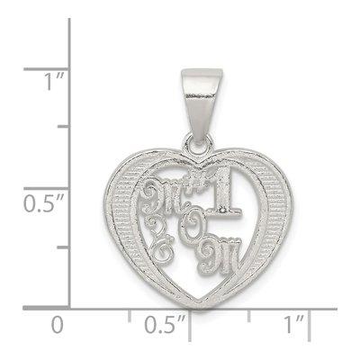 Sterling Silver Mom Heart Number 1 Pendant – view 4