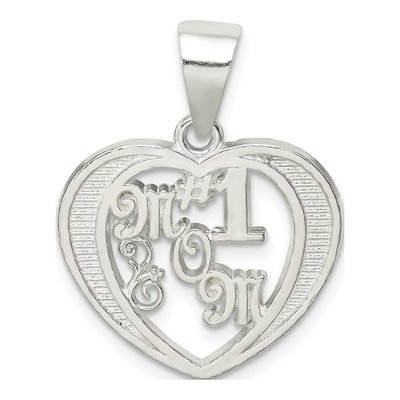 Sterling Silver Mom Heart Number 1 Pendant – view 5
