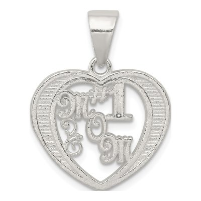 Sterling Silver Mom Heart Number 1 Pendant