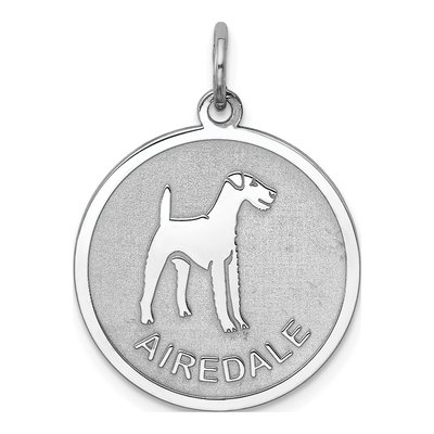 Sterling Silver Airedale Disc Charm