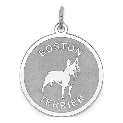 Sterling Silver Boston Terrier Disc Charm