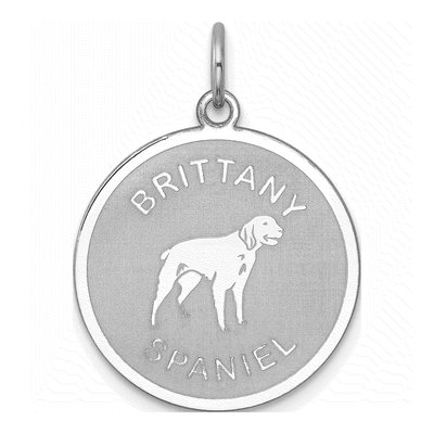 Sterling Silver Brittany Spaniel Disc Charm