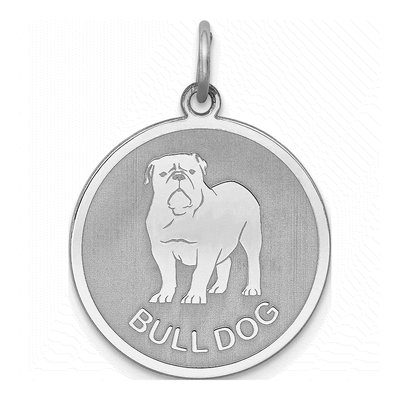 Sterling Silver Bull Dog Disc Pendant