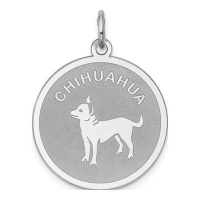 Sterling Silver Chihuahua Disc Pendant
