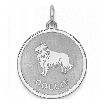 Sterling Silver Collie Disc Pendant