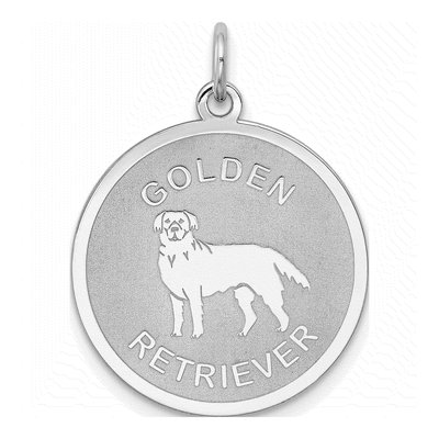 Sterling Silver Golden Retriever Disc Charm