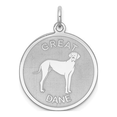 Sterling Silver Great Dane Disc Pendant