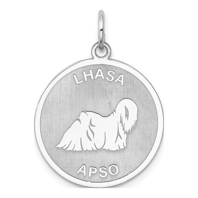 Sterling Silver Lhasa Apso Dog Disc Charm