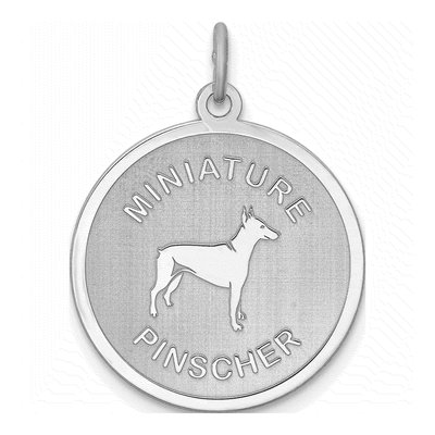 Sterling Silver Miniature Pinscher Disc Charm