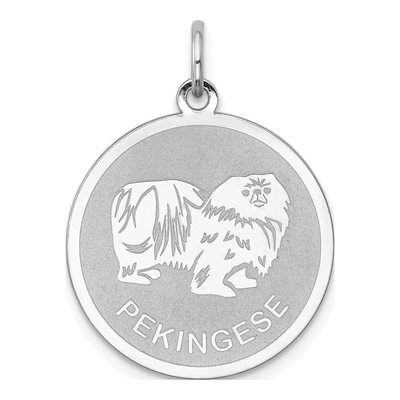 Sterling Silver Pekingese Disc Pendant