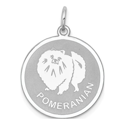 Sterling Silver Pomeranian Disc Pendant