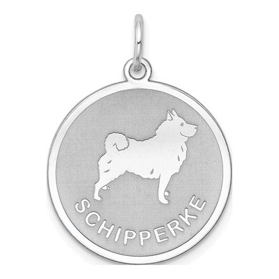 Sterling Silver Schipperke Dog Disc Pendant
