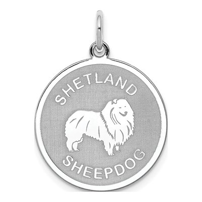 Sterling Silver Shetland Sheepdog Disc Charm