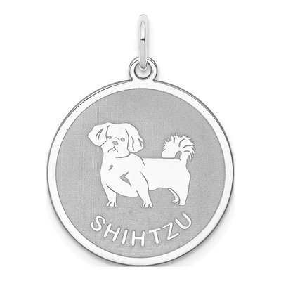 Sterling Silver Shih Tzu Disc Pendant