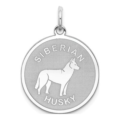 Sterling Silver Siberian Husky Disc Charm