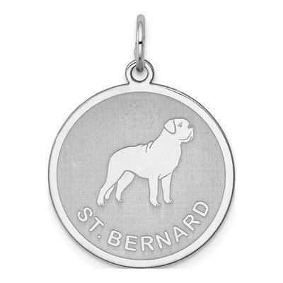 Sterling Silver St Bernard Disc Pendant