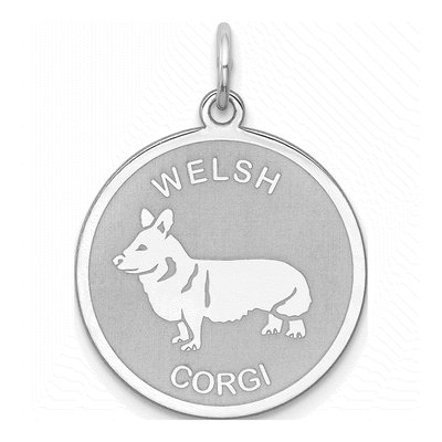 Sterling Silver Corgi Disc Charm