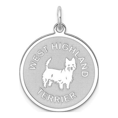 Sterling Silver Westie Disc Charm