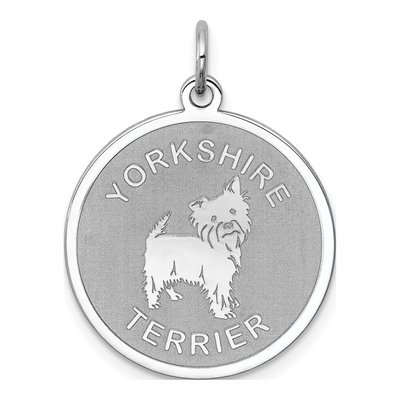 Sterling Silver Yorkshire Terrier Disc Charm