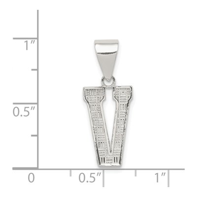 Sterling Silver Letter V Pendant – view 5