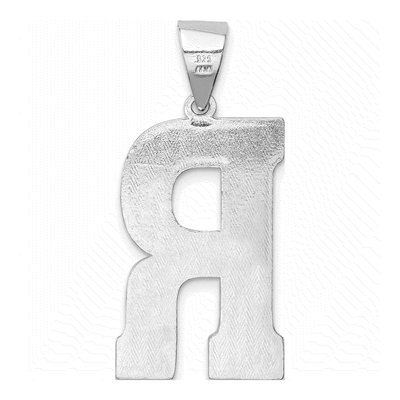 Sterling Silver Letter R Pendant – view 3
