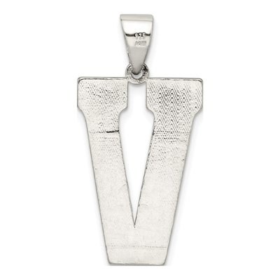 Sterling Silver Letter V Pendant – view 4